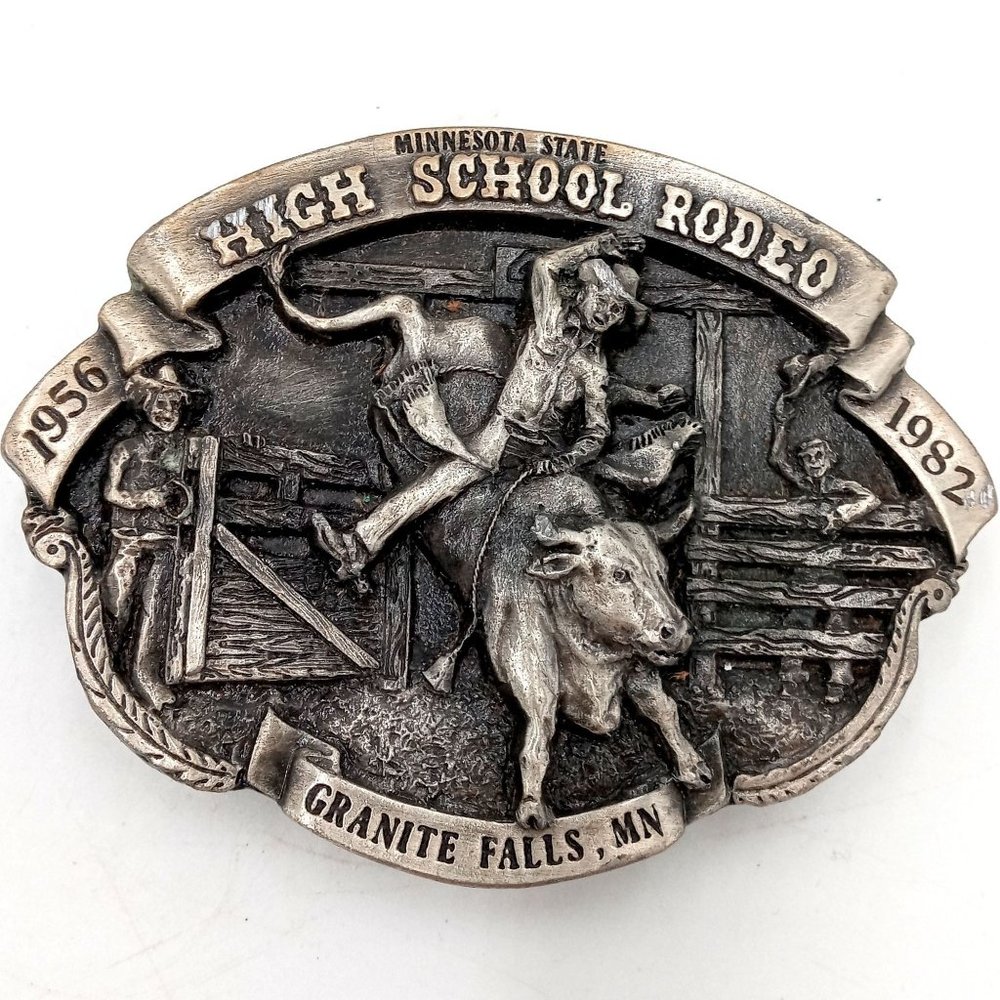 Minnesota Rodeo Belt Buckle High School 1982 Bull Rider Cowboy Western Vintage